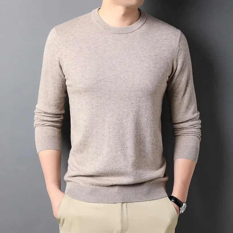 2026 New Thin Men's Woolen Sweater Round Neck Men Base Sweaters Solid Color Man Sweater For Male Tops