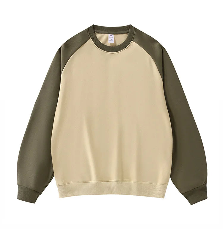 2026 New Shoulder Sleeves Contrasting Color Splicing Long-sleeved Men's Round Neck Sweatshirts Loose Jumper Men Pullover